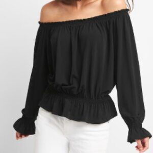 Womens Lauren Ralph Lauren Off The Shoulder Black Blouse 1X